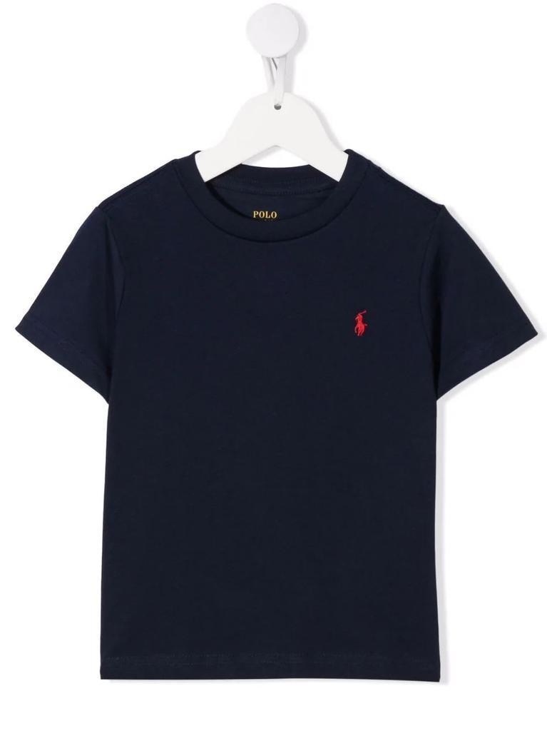 商品Ralph Lauren|Ralph Lauren Child T-shirt In Navy Blue Cotton With Red Pony,价格¥496,第1张图片