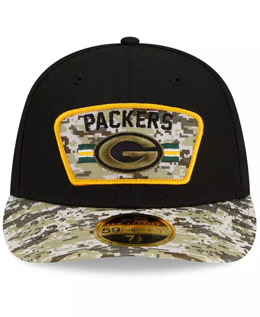 商品New Era|Men's Black-Camouflage Green Bay Packers 2021 Salute To Service Low Profile 59FIFTY Fitted Hat,价格¥247,第2张图片详细描述