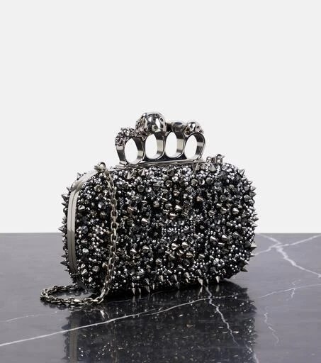 商品Alexander McQueen|Knuckle embellished leather clutch,价格¥35028,第4张图片详细描述