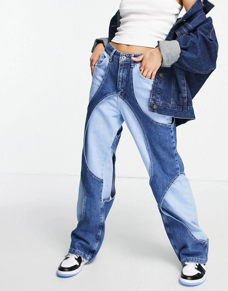 商品The Ragged Priest|The Ragged Priest high waist straight leg jeans with contrast cut out denim,价格¥668,第1张图片