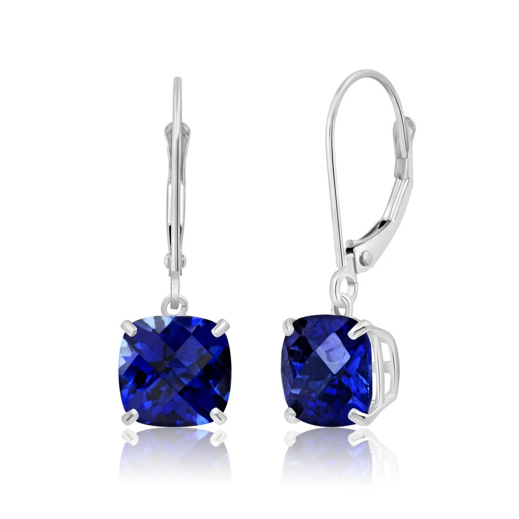 14k Solid White Gold Gemstone Dangle Leverback Earrings (8mm) 商品