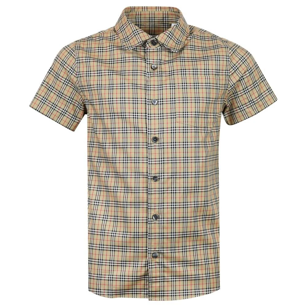 商品Burberry|Beige Check Short Sleeve Owen Shirt,价格¥1573,第1张图片