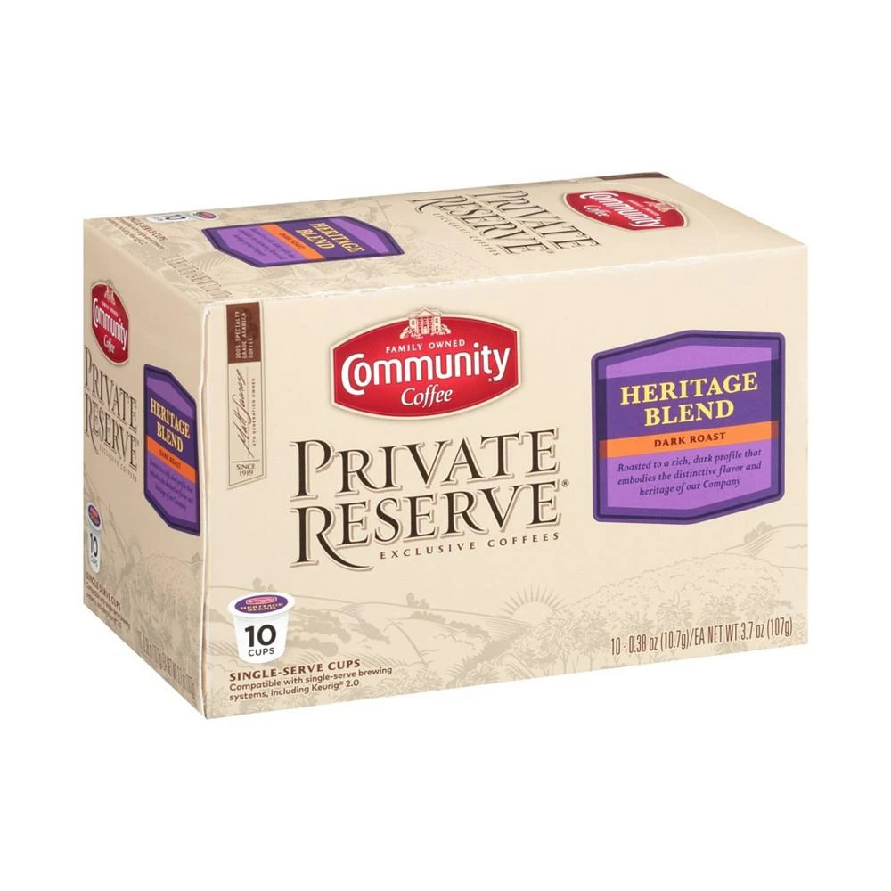 商品Community Coffee|Private Reserve Heritage Blend Dark Roast Single Serve Pods, Keurig K-Cup Brewer Compatible, Pack of 60,价格¥574,第3张图片详细描述