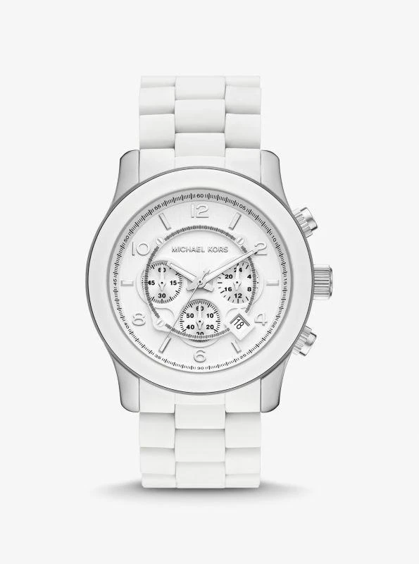 商品Michael Kors|Oversized Runway White-Tone Watch,价格¥1716,第1张图片