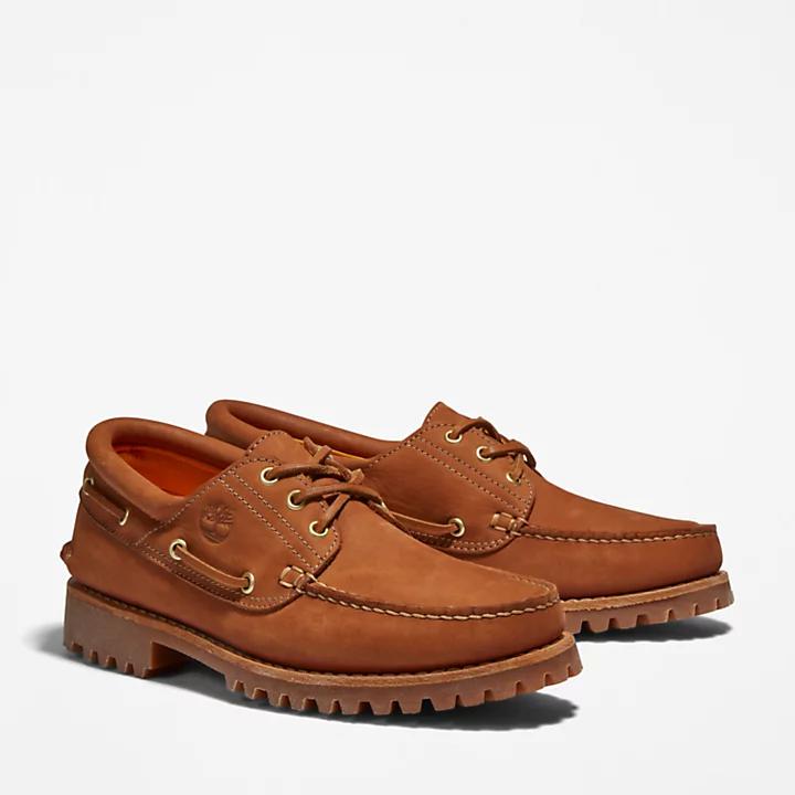 Timberland® 3-Eye Lug Handsewn Boat Shoe for Men in Brown商品第4张图片规格展示