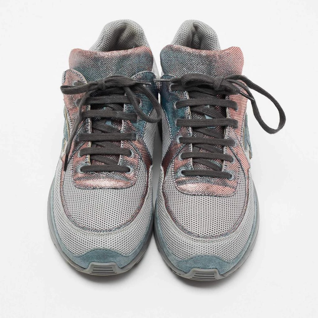 商品[二手商品] Chanel|Chanel Grey/Two-Tone Mesh and Lurex Fabric CC Low Top Sneakers Size 40,价格¥4781,第3张图片详细描述