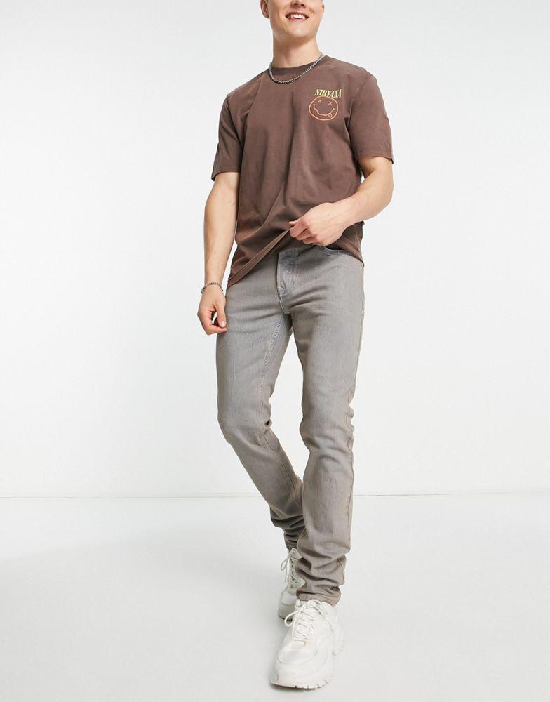 Topman skinny tinted jeans in grey商品第4张图片规格展示