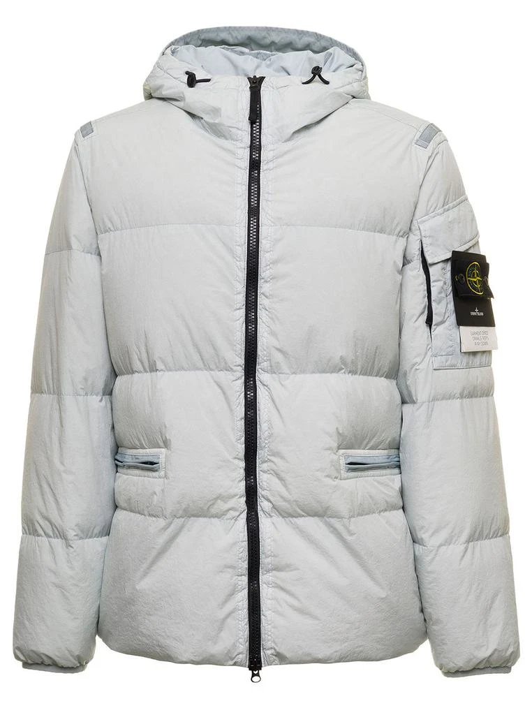 商品Stone Island|Ice Gray  Quilted Nylon  Down Jacket with Logo Stone Island Man,价格¥5561,第1张图片