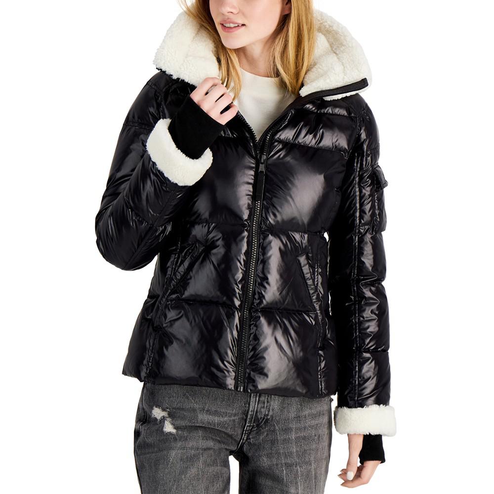 Callie Faux-Sherpa-Trim Down Puffer Coat商品第3张图片规格展示