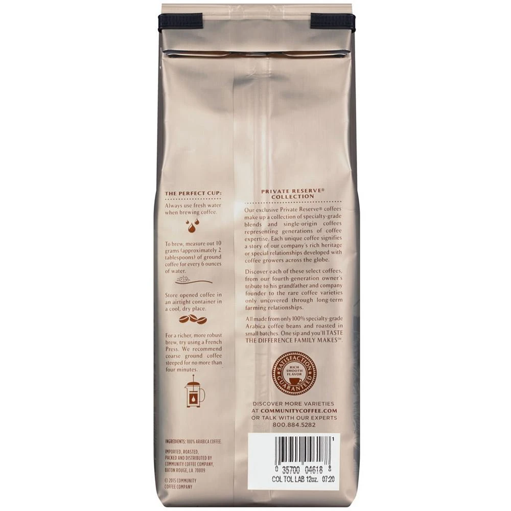 商品Community Coffee|Private Reserve Colombia Toledo-Labateca Medium-Dark Roast Specialty-Grade Ground Coffee, 12 Oz - 6 Pack,价格¥651,第3张图片详细描述