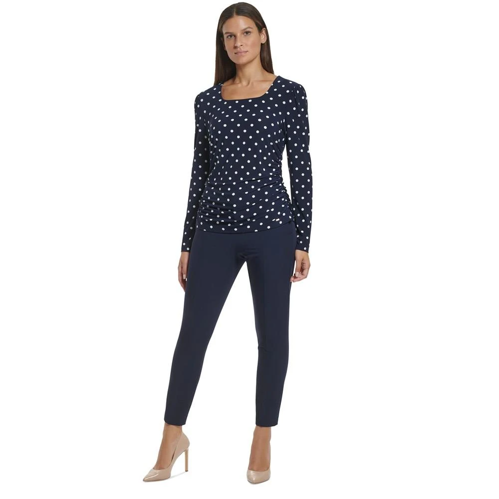 商品Tommy Hilfiger|Women's Polka-Dot Square-Neck Ruched Top,价格¥105,第5张图片详细描述