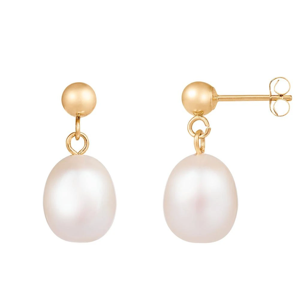 商品Splendid Pearls|14k Yellow Gold 8-9mm Pearl Earrings,价格¥634,第1张图片