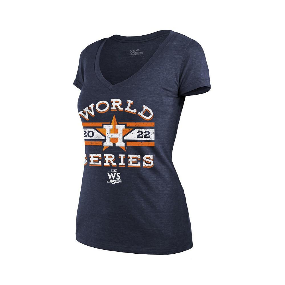 Women's Threads Navy Houston Astros 2022 World Series Modest V-Neck T-shirt商品第3张图片规格展示