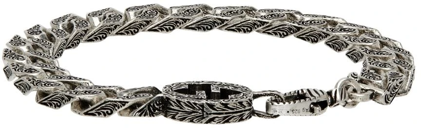商品Gucci|Silver Interlocking G Bracelet,价格¥5183,第4张图片详细描述