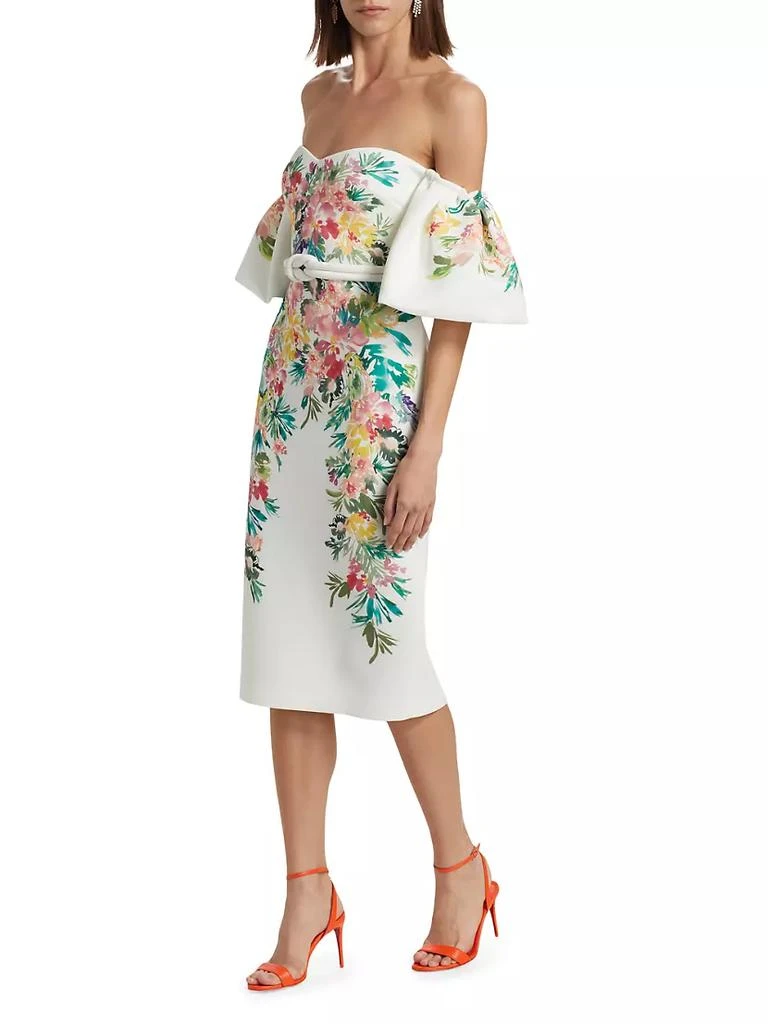 商品Badgley Mischka|Floral Scuba Off-The-Shoulder Cocktail Dress,价格¥3301,第4张图片详细描述