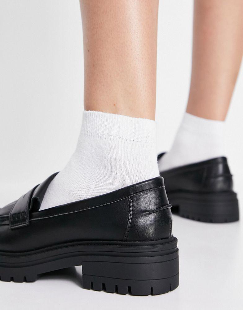 ASOS DESIGN Wide Fit Melon chunky loafers in black商品第2张图片规格展示
