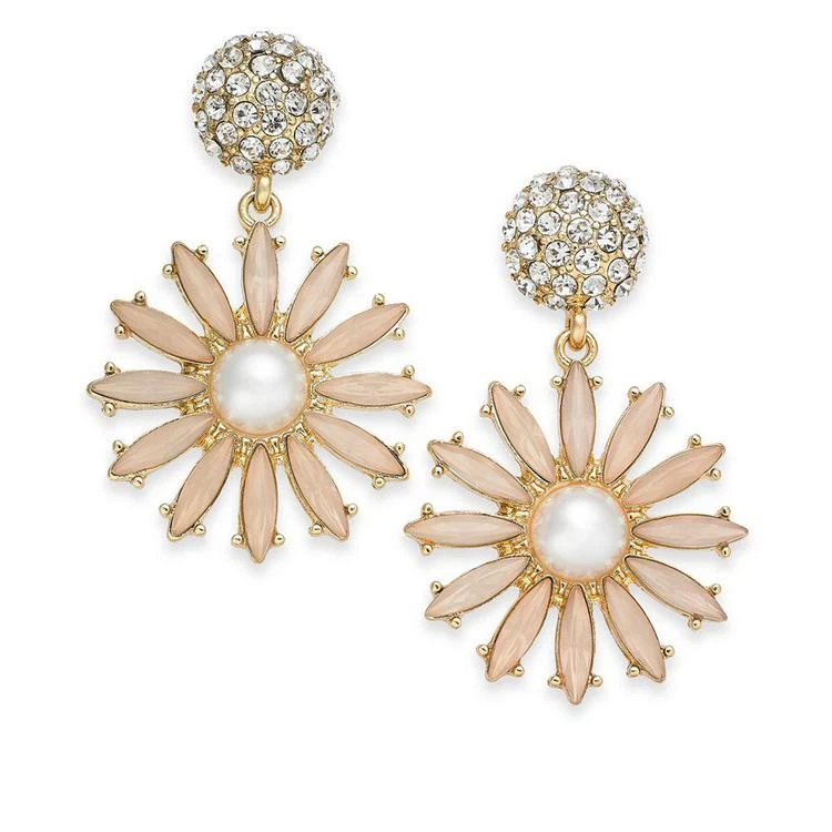 商品INC International|I.N.C. Gold-Tone Stone & Pavé Flower Burst Drop Earrings, Created for Macy's,价格¥54,第1张图片