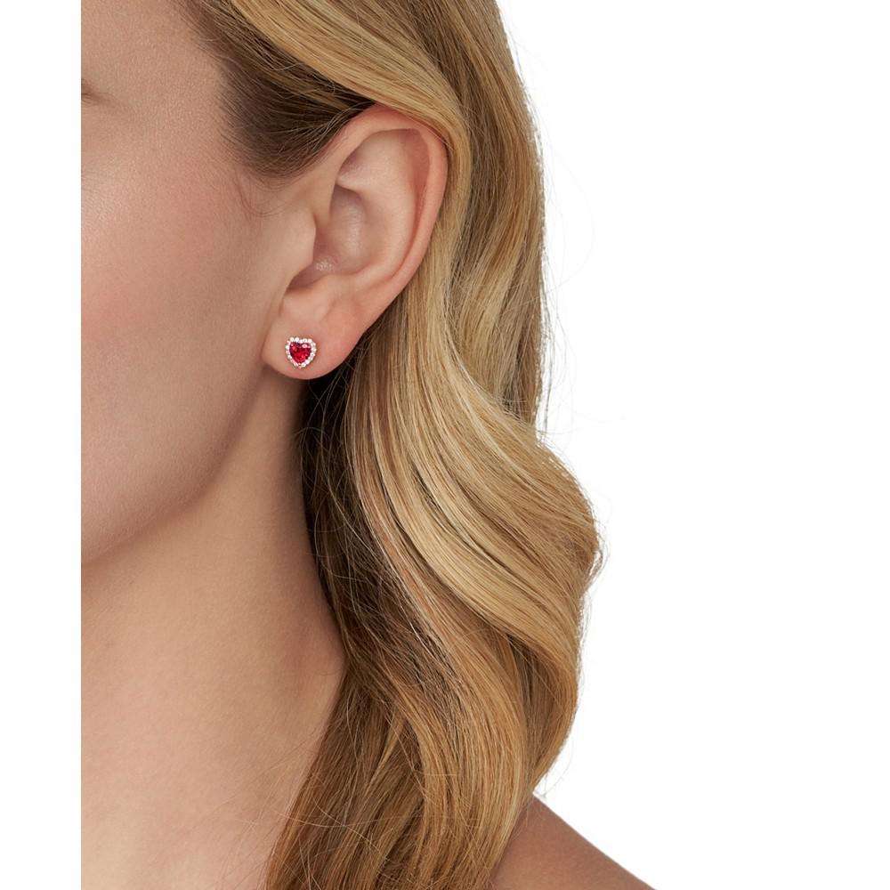 14K Rose Gold-Plated Sterling Silver Heart-Cut Stud Earrings商品第3张图片规格展示