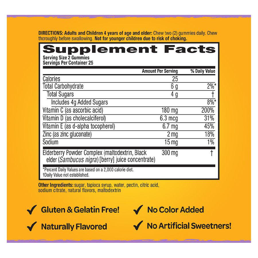 Gummies with Vitamin C, Zinc and Immune Support Supplement Elderberry商品第3张图片规格展示