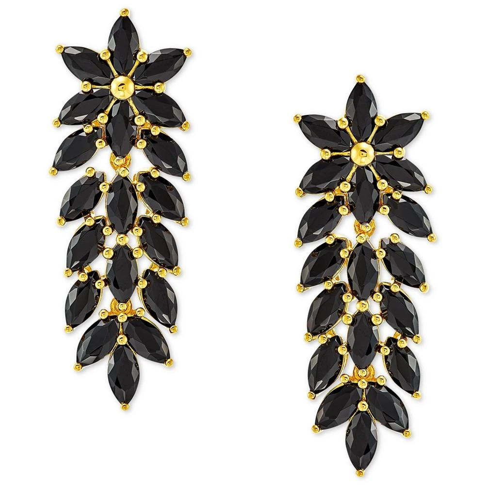 商品Macy's|Onyx Leaf Drop Earrings in 14k Gold-Plated Sterling Silver,价格¥1014,第3张图片详细描述