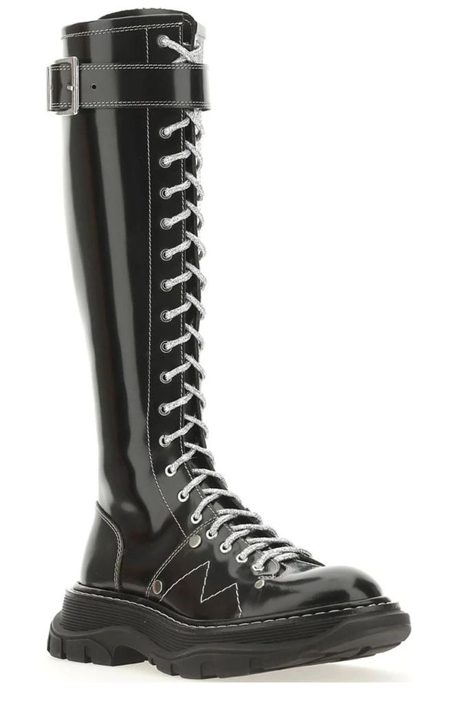 商品Alexander McQueen|Alexander McQueen Buckle Detailed Lace-Up Boots,价格¥7236,第1张图片