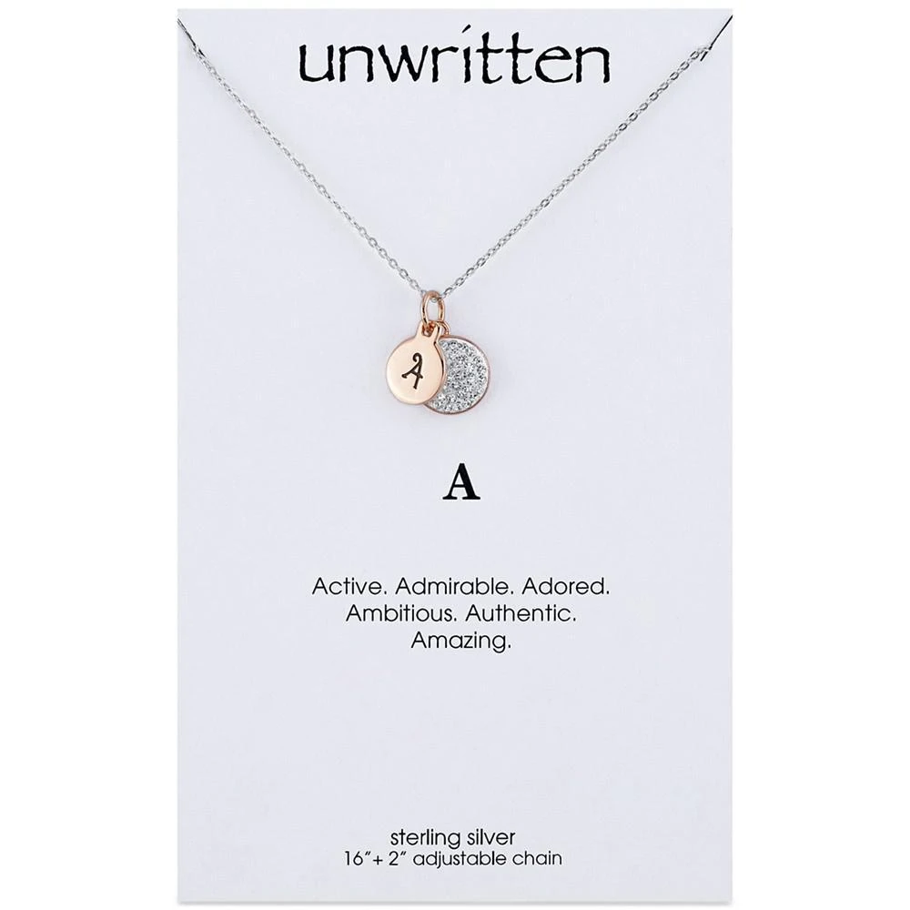 商品Unwritten|Initial & Crystal Disc Pendant Necklace in Rose Gold-Tone Sterling Silver, 16" + 2" extender,价格¥174,第2张图片详细描述