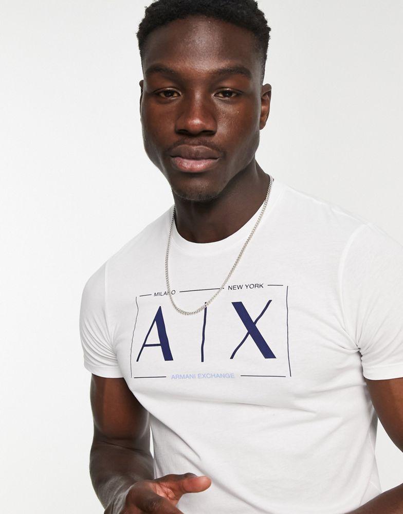 商品Armani Exchange|Armani Exchange outlined AX print t-shirt in white,价格¥418,第1张图片