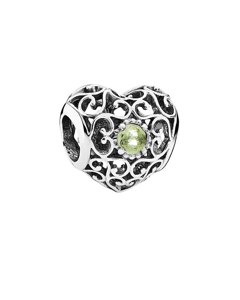 Pandora Silver Peridot August Signature Heart Charm商品第1张图片规格展示