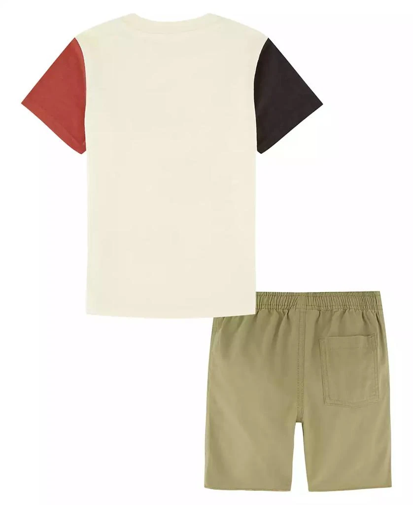 商品KIDS HEADQUARTERS|Little Boys Short Sleeve Colorblock T-shirt and Prewashed Canvas Shorts Set,价格¥128,第2张图片详细描述