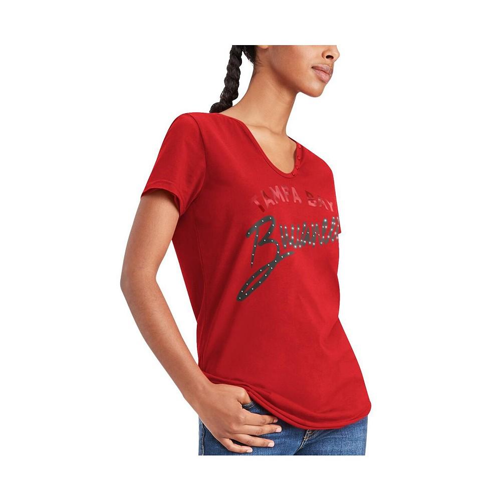 Women's Red Tampa Bay Buccaneers Riley V-Neck T-shirt商品第5张图片规格展示