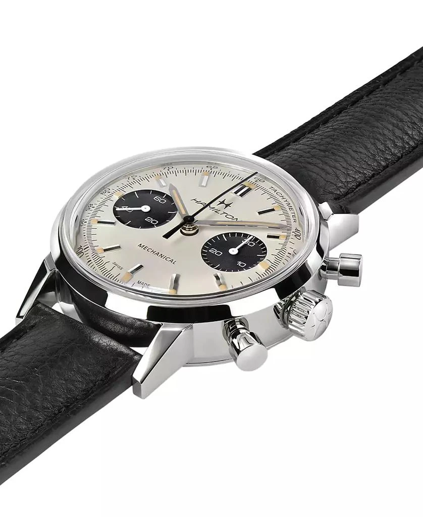 商品Hamilton|Men's Swiss Intra-Matic Chronograph H Black Leather Strap Watch 40mm,价格¥16305,第3张图片详细描述