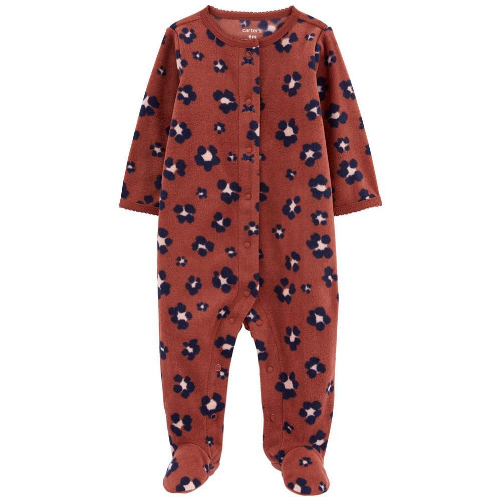 商品Carter's|Baby Girls Leopard Snap-up Fleece Sleep and Play,价格¥72,第1张图片