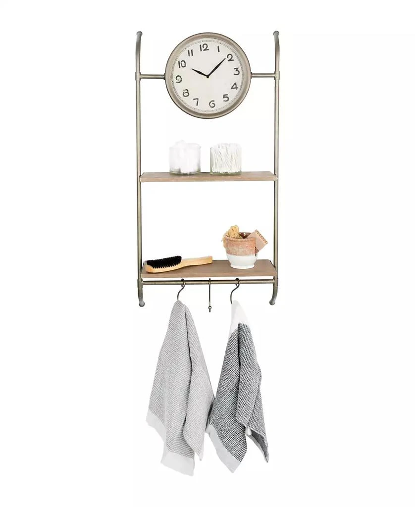 商品Storied Home|Wall Clock with Shelves and Hooks,价格¥654,第4张图片详细描述