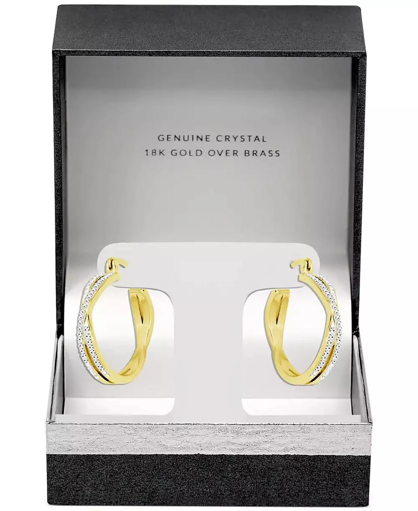 商品Essentials|Crystal Small Crossover Hoop Earrings, 0.95" in Silver Plate or Gold Plate,价格¥128,第3张图片详细描述