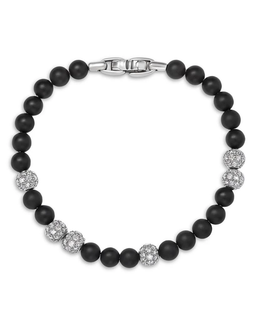 Sterling Silver Spiritual Onyx & Pavé Diamond Beaded Bracelet 商品