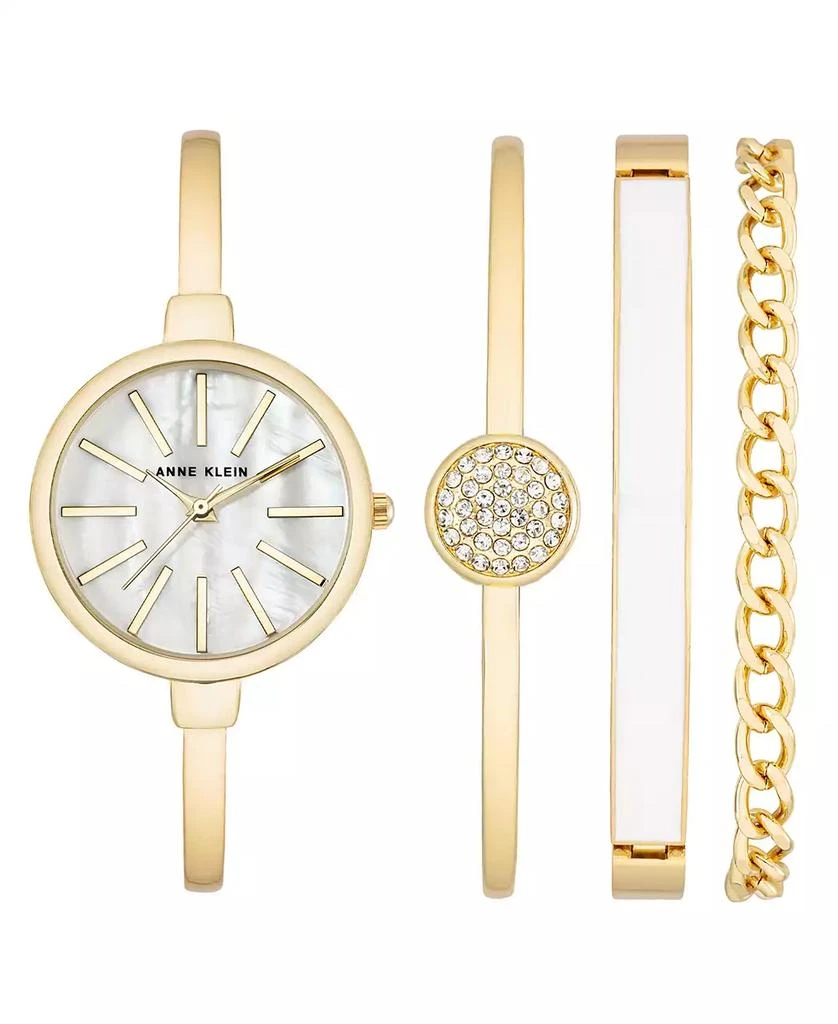 商品Anne Klein|Women's Gold-Tone Alloy Bangle Fashion Watch 41mm Set 4 Pieces,价格¥561,第1张图片