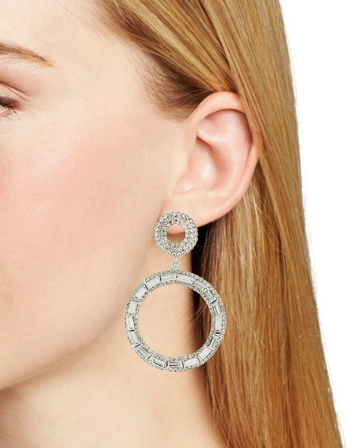 商品Shashi|Pavé & Baguette Drop Hoop Earrings,价格¥291,第2张图片详细描述