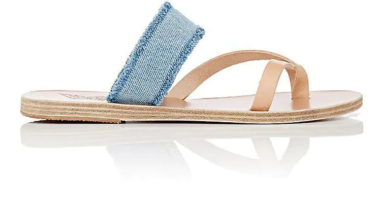 商品ANCIENT GREEK SANDALS|Daphnae Leather & Denim Slide Sandals,价格¥960,第1张图片