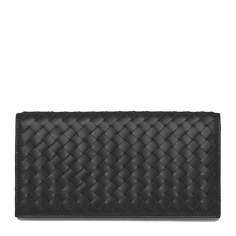 商品[国内直发] Bottega Veneta|Bottega Veneta 葆蝶家 男士皮革编织长款折叠钱夹钱包 356011-V4651-1000,价格¥4640,第1张图片