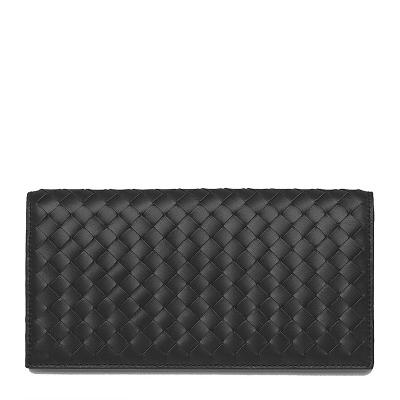 商品[国内直发] Bottega Veneta|Bottega Veneta 葆蝶家 男士皮革编织长款折叠钱夹钱包 356011-V4651-1000,价格¥4336,第1张图片