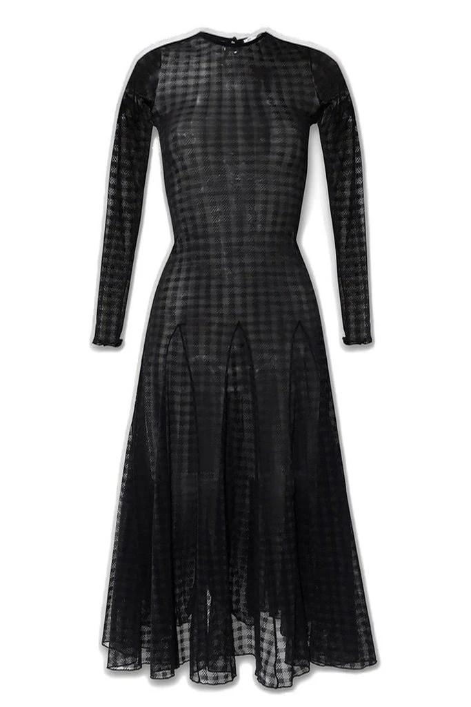 商品AMI|AMI Checked Semi-Sheer Long-Sleeved Midi Dress,价格¥2361,第1张图片