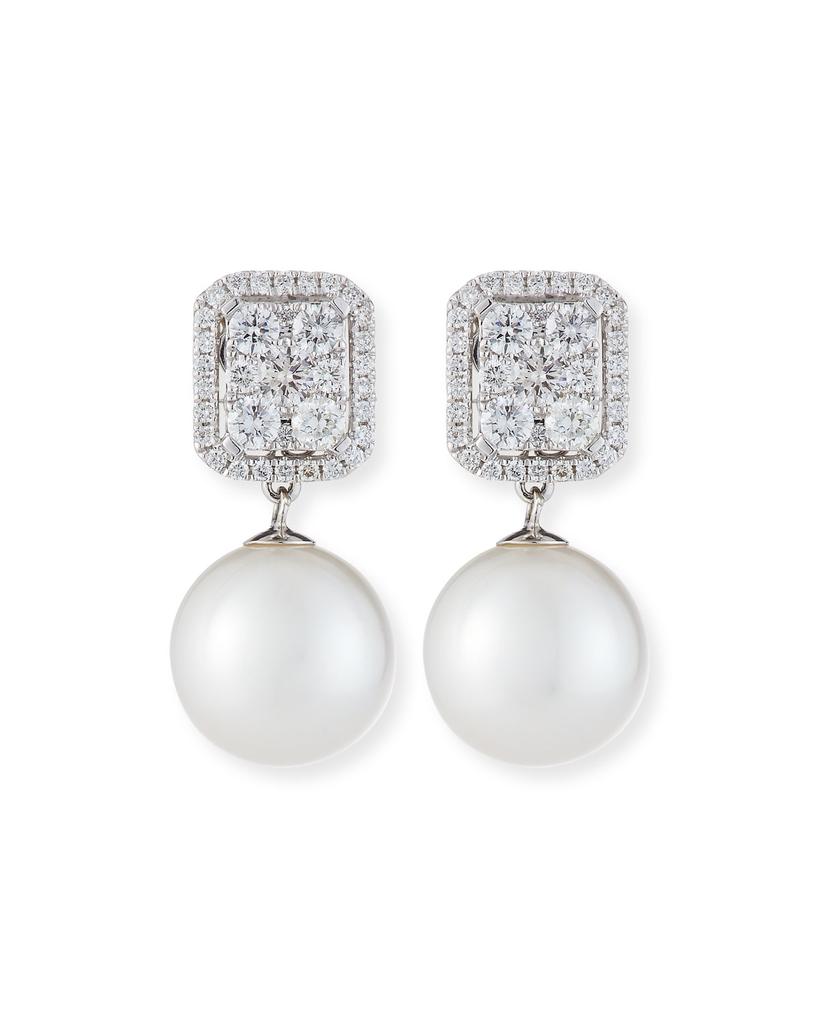 18k White Gold Diamond & Pearl Convertible Earrings商品第1张图片规格展示
