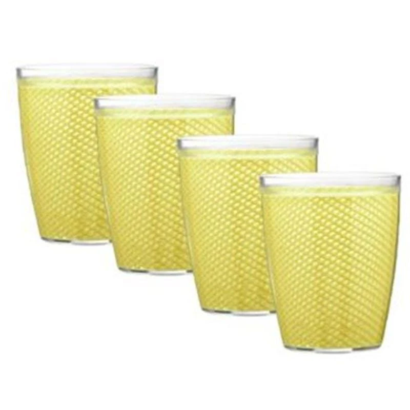 商品Kraftware Corp|13914 Fishnet 14 Oz. Lemon Doublewall Drinkware Glass Set of 4,价格¥350,第1张图片