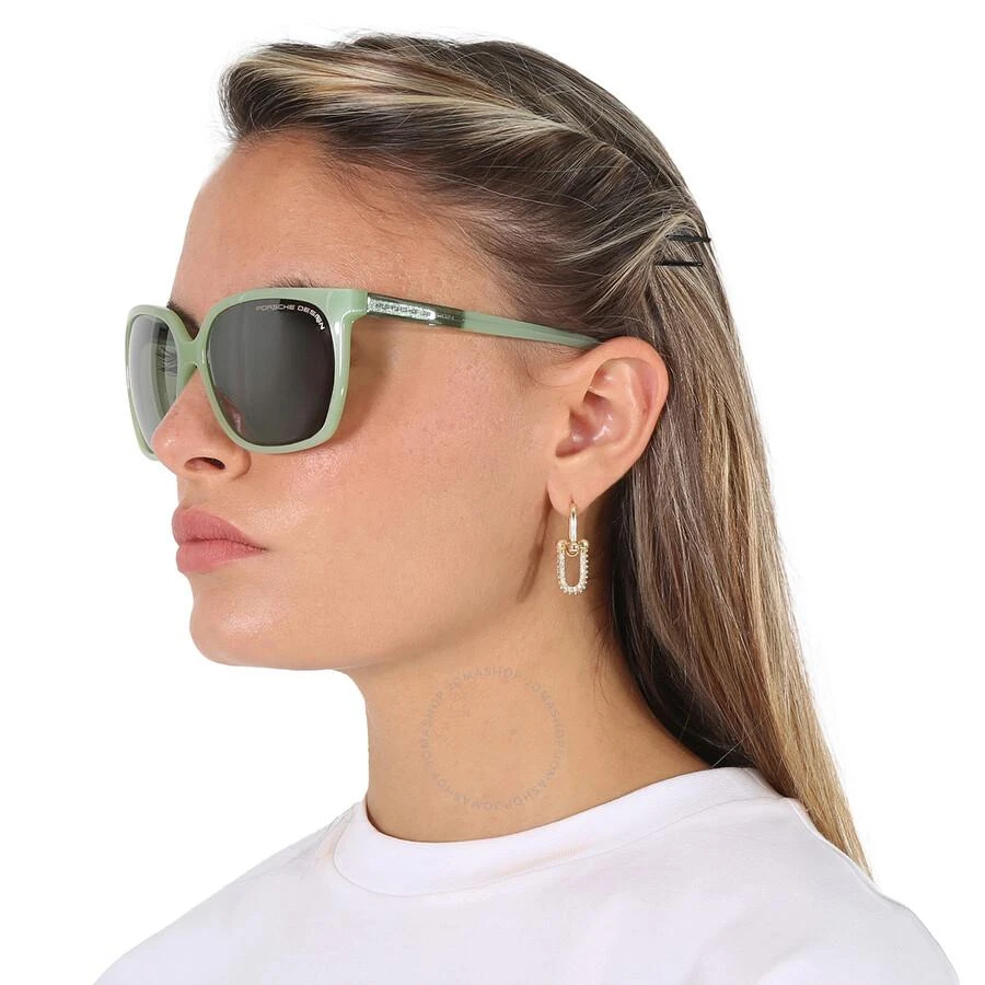 商品Porsche Design|Light Olive/Silver Mirror Square Ladies Sunglasses P8589 C 60,价格¥422,第2张图片详细描述