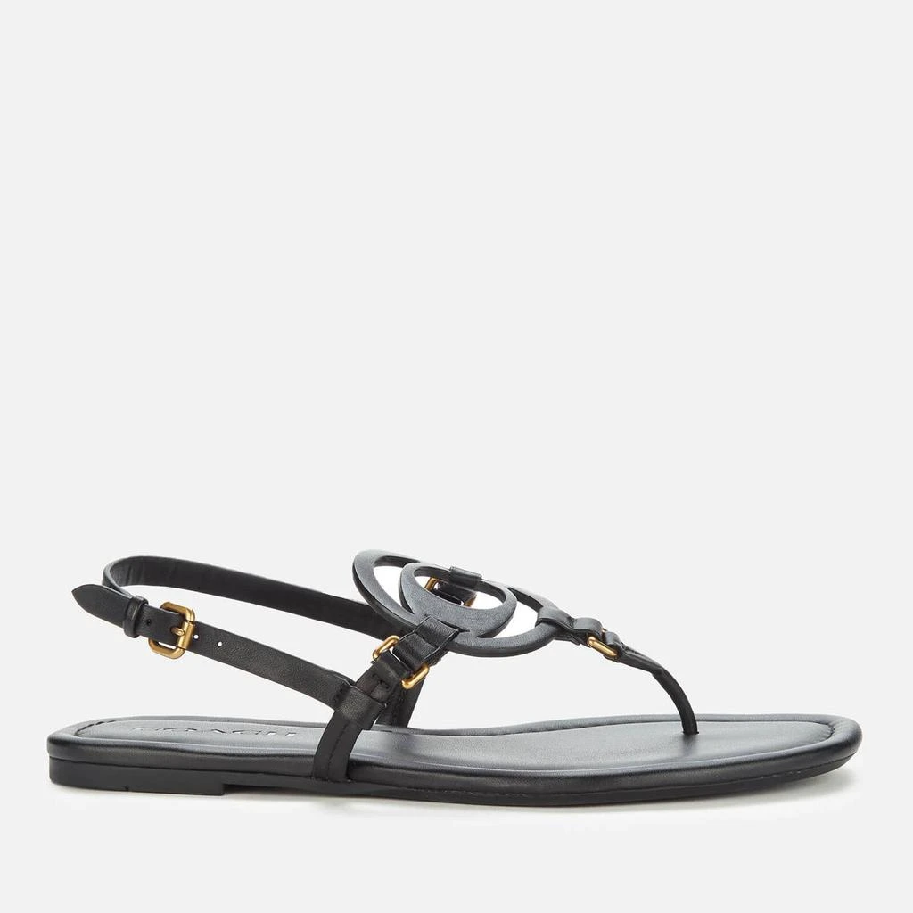 商品Coach|COACH WOMEN'S JERI LEATHER TOE POST SANDALS - BLACK,价格¥627,第1张图片