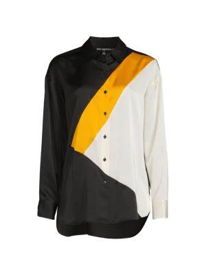 商品Karl Lagerfeld Paris|Colorblock Satin Button Down Shirt,价格¥398,第3张图片详细描述