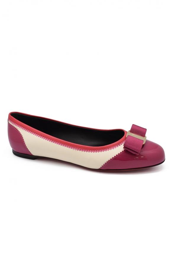 Women's Shoes   Salvatore Ferragamo Varina Ballerinas Pink And Cream Leather商品第3张图片规格展示