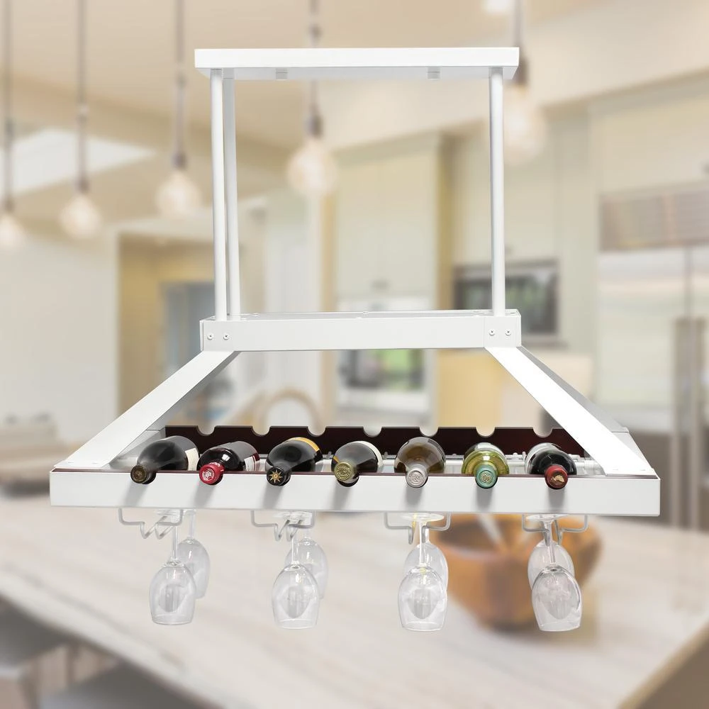 商品Elegant Designs|2 Light LED Overhead Wine Rack, White,价格¥3661,第5张图片详细描述