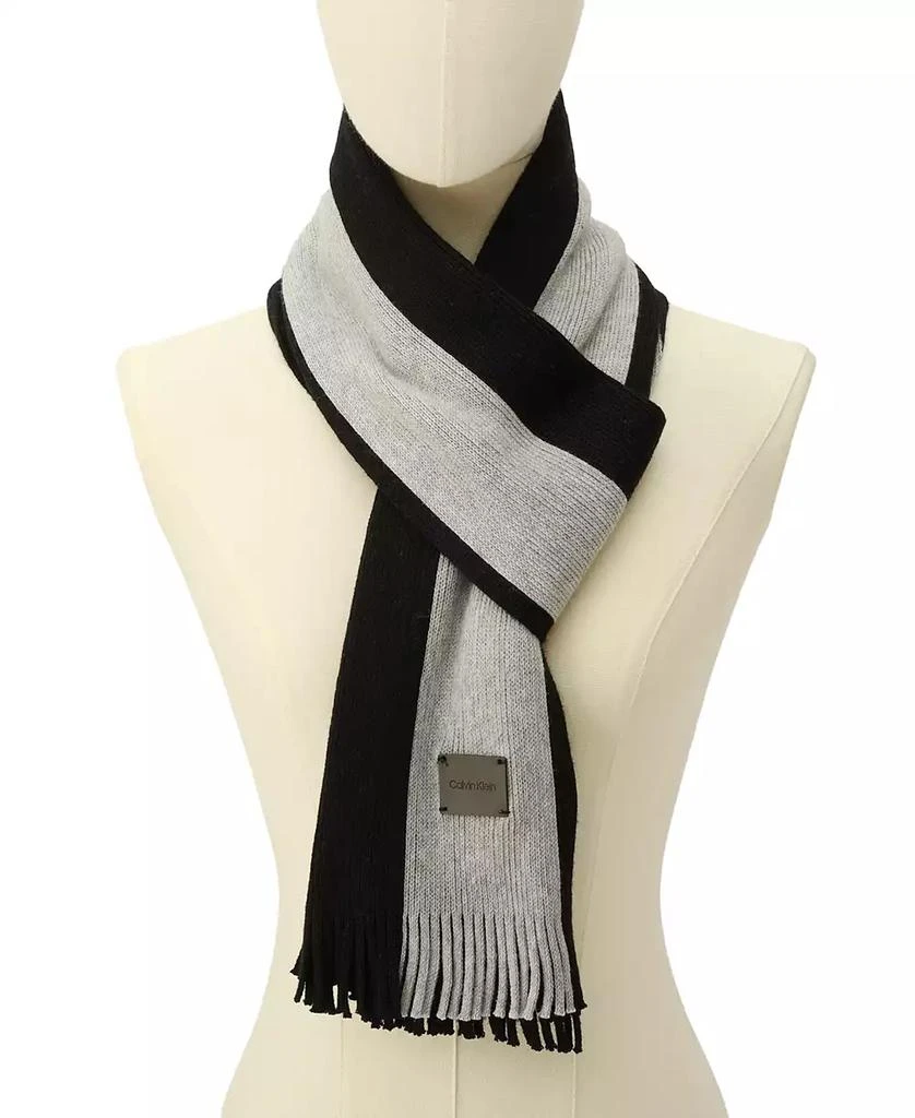 Men's Thick Wool Blend Side Stripe Logo Scarf 商品