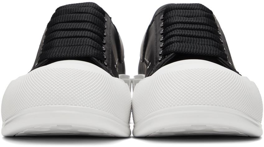 商品Alexander McQueen|Black & White Leather Deck Plimsoll Sneakers,价格¥4353,第4张图片详细描述